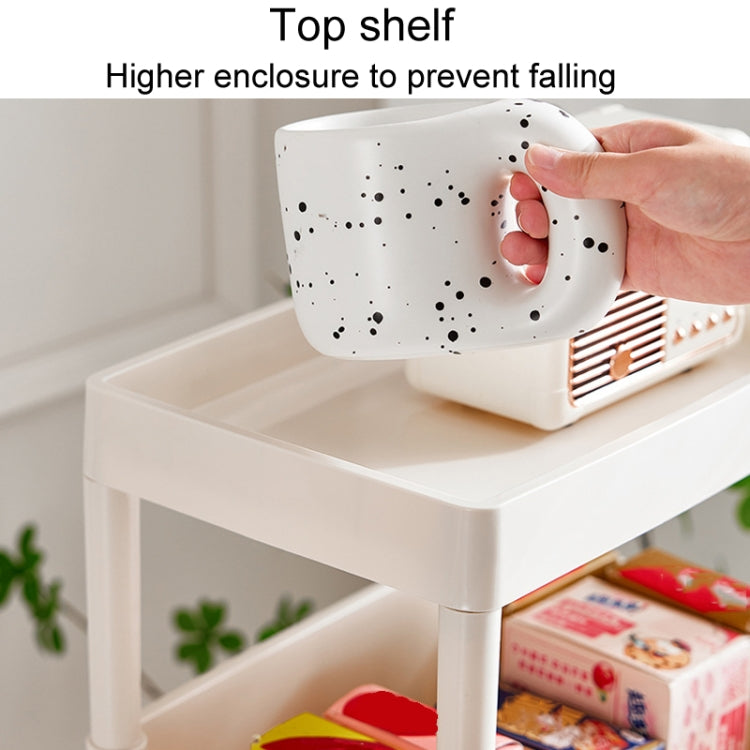 Household Movable Floor-Standing Trolley Bookcase Multifunctional Kitchen Bedroom Shelf With Wheels, Style: 2 Layer Without Lid
