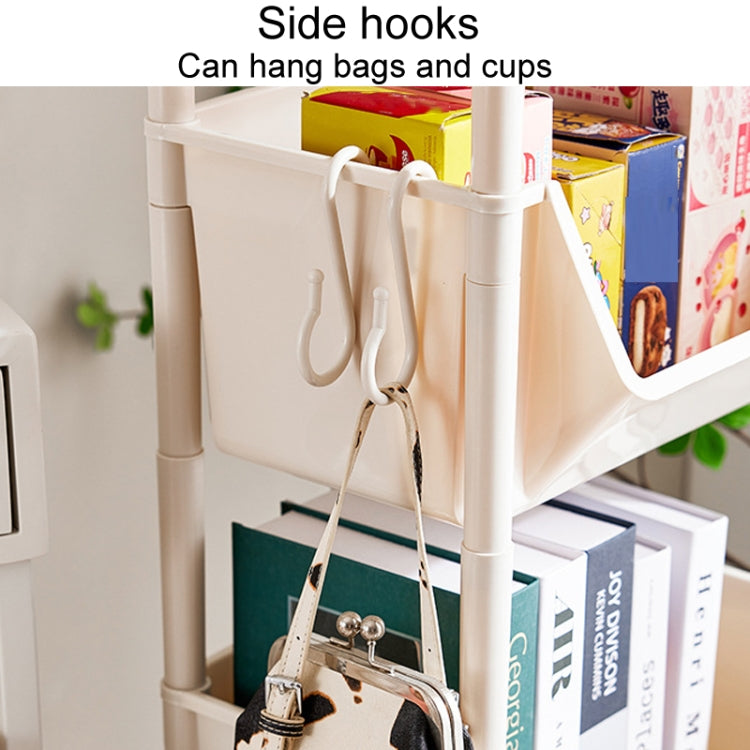 Household Movable Floor-Standing Trolley Bookcase Multifunctional Kitchen Bedroom Shelf With Wheels, Style: 2 Layer Without Lid