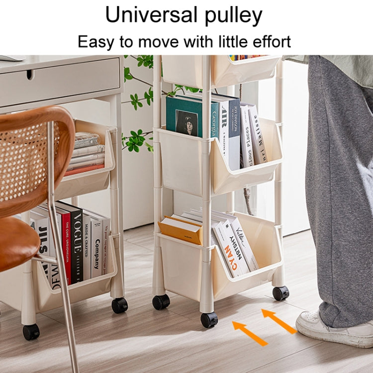 Household Movable Floor-Standing Trolley Bookcase Multifunctional Kitchen Bedroom Shelf With Wheels, Style: 3 Layer Without Lid