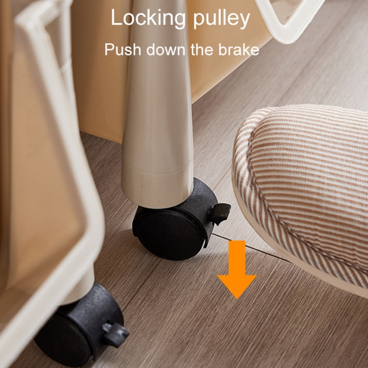 Household Movable Floor-Standing Trolley Bookcase Multifunctional Kitchen Bedroom Shelf With Wheels, Style: 4 Layer With Lid
