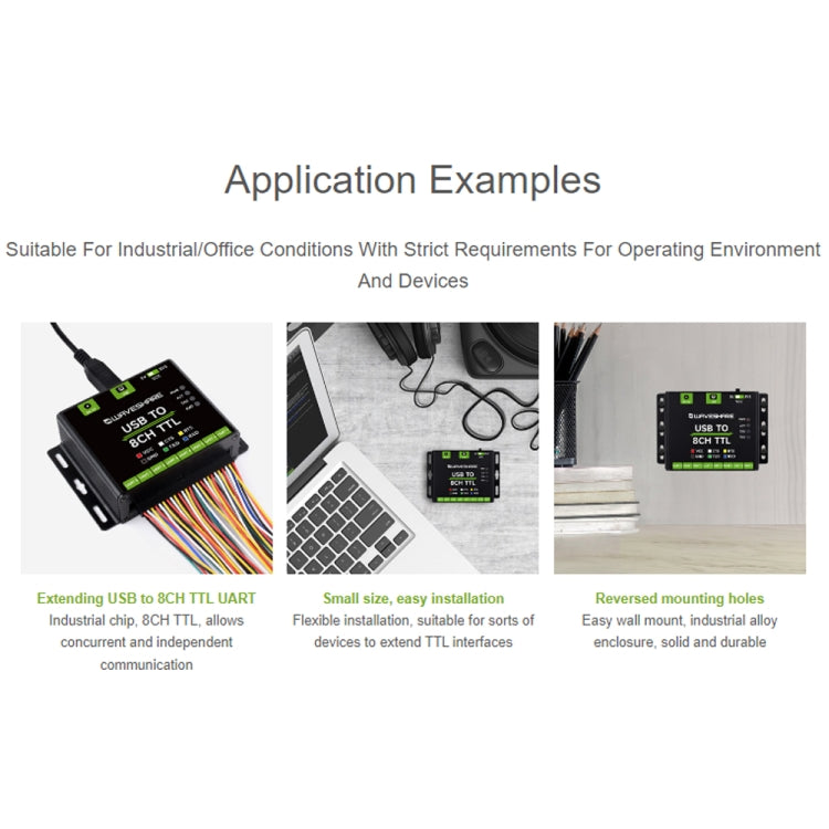 Waveshare 27076 Industrial USB TO TTL UART Serial Communication Module Converter - USB TO 8CH TTL