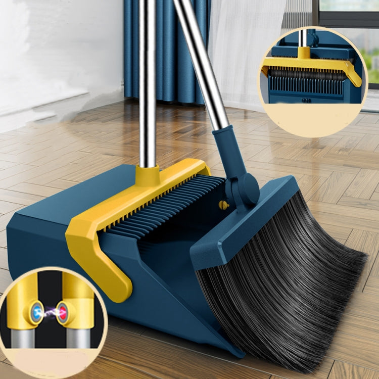 Broom And Dustpan Set With Double-Sided Tooth Scraping, Style: Snap White