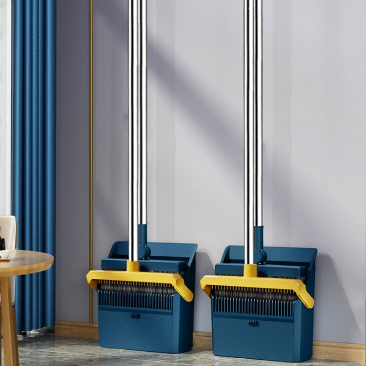 Broom And Dustpan Set With Double-Sided Tooth Scraping, Style: Magnetic White