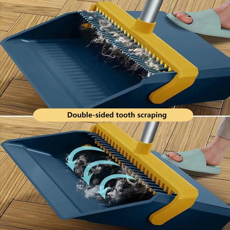 Broom And Dustpan Set With Double-Sided Tooth Scraping, Style: Snap White