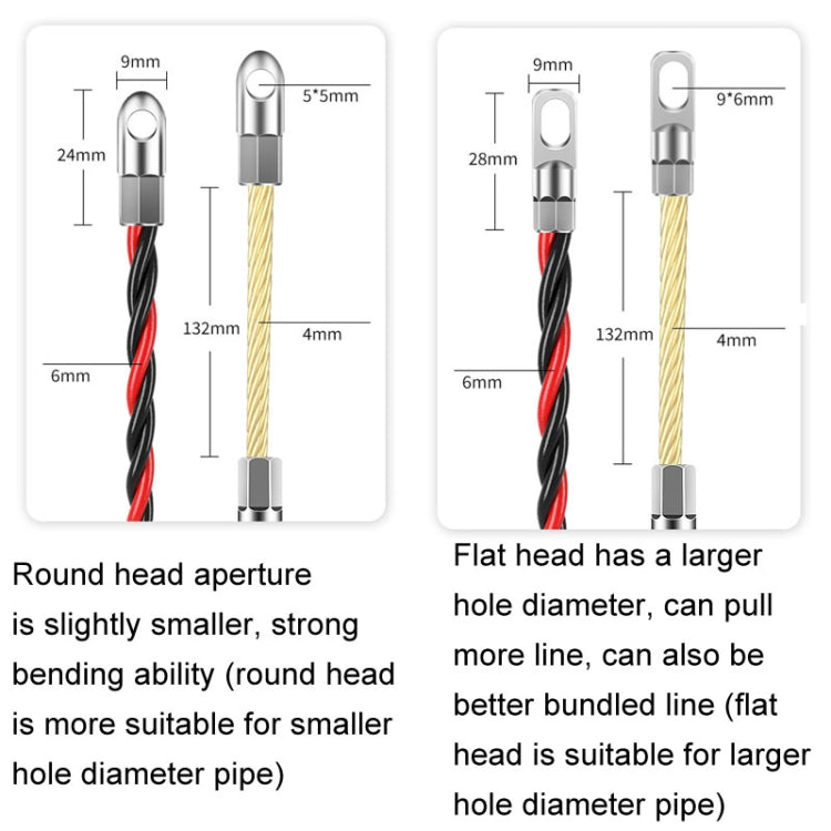 15m Flat Head Dual Color Pipe Threading Puller Electrician Manual Threader