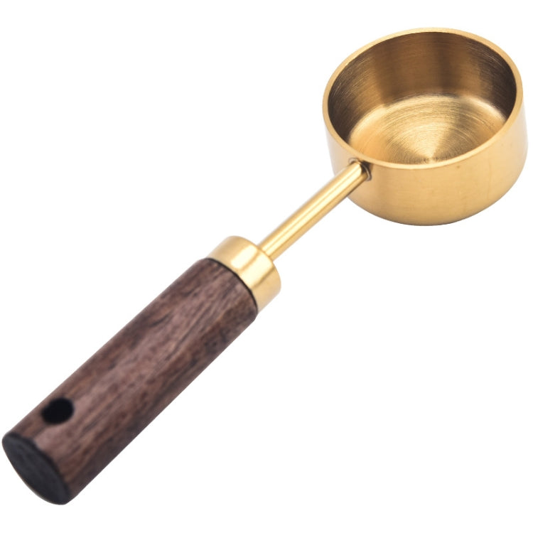 15ml Wooden Handle Stainless Steel Measuring Spoon Coffee Powder Milk Powder Spoon, Color: Gold