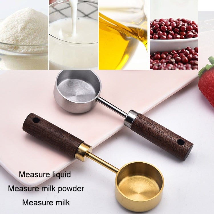 15ml Wooden Handle Stainless Steel Measuring Spoon Coffee Powder Milk Powder Spoon, Color: Silver