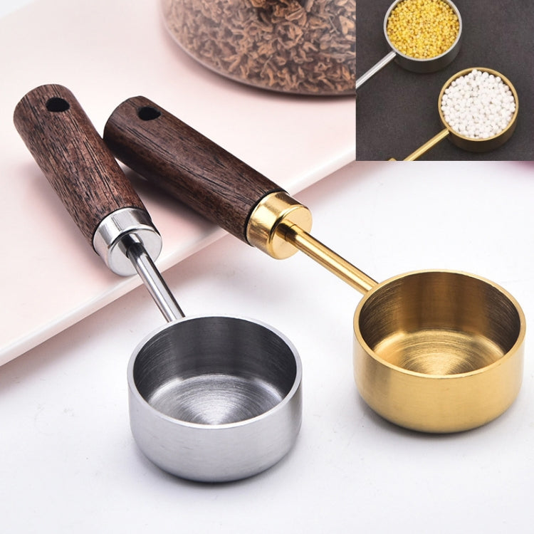 15ml Wooden Handle Stainless Steel Measuring Spoon Coffee Powder Milk Powder Spoon, Color: Silver