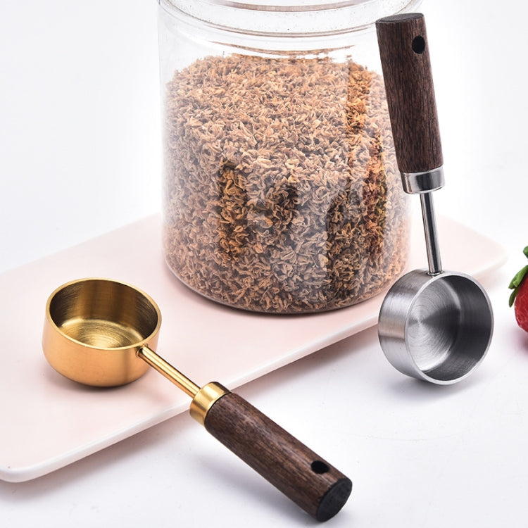 15ml Wooden Handle Stainless Steel Measuring Spoon Coffee Powder Milk Powder Spoon, Color: Silver