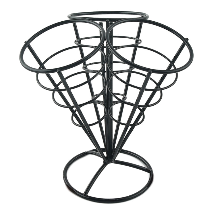 3 in 1 Taper French Fries Holder Stainless Steel Chips Basket Snack Stand - Black