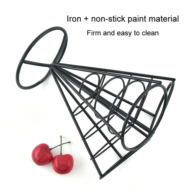 3 in 1 Taper French Fries Holder Stainless Steel Chips Basket Snack Stand - Black