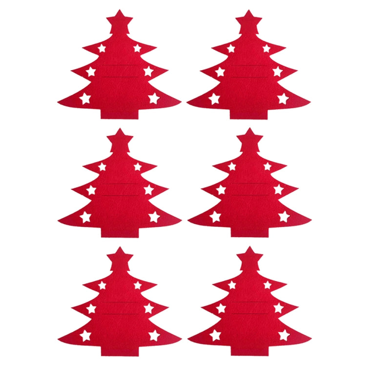 6pcs /Pack Christmas Decorations Christmas Tree Shape Knife and Fork Sleeve Tableware Bag