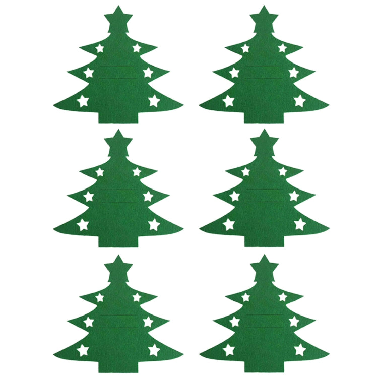 6pcs /Pack Christmas Decorations Christmas Tree Shape Knife and Fork Sleeve Tableware Bag