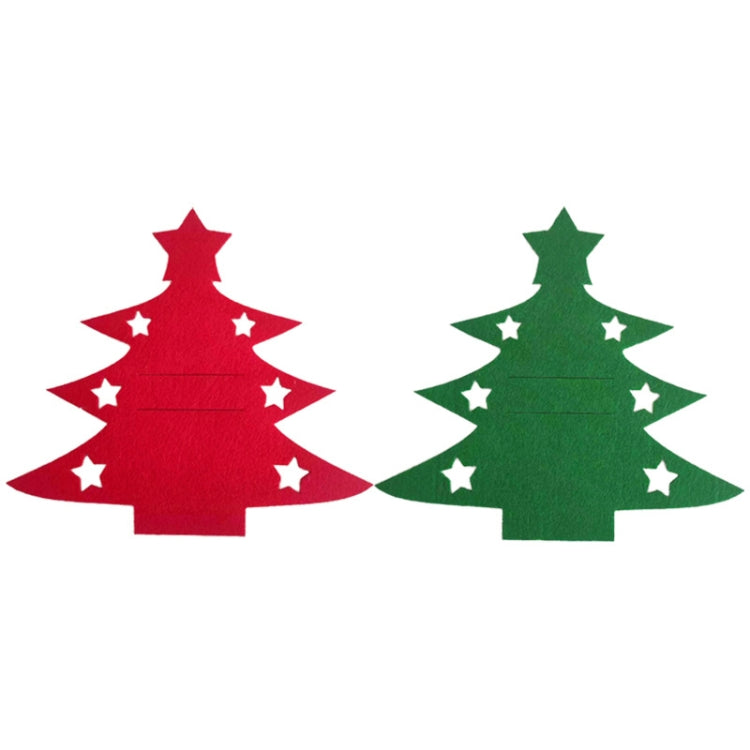 6pcs /Pack Christmas Decorations Christmas Tree Shape Knife and Fork Sleeve Tableware Bag