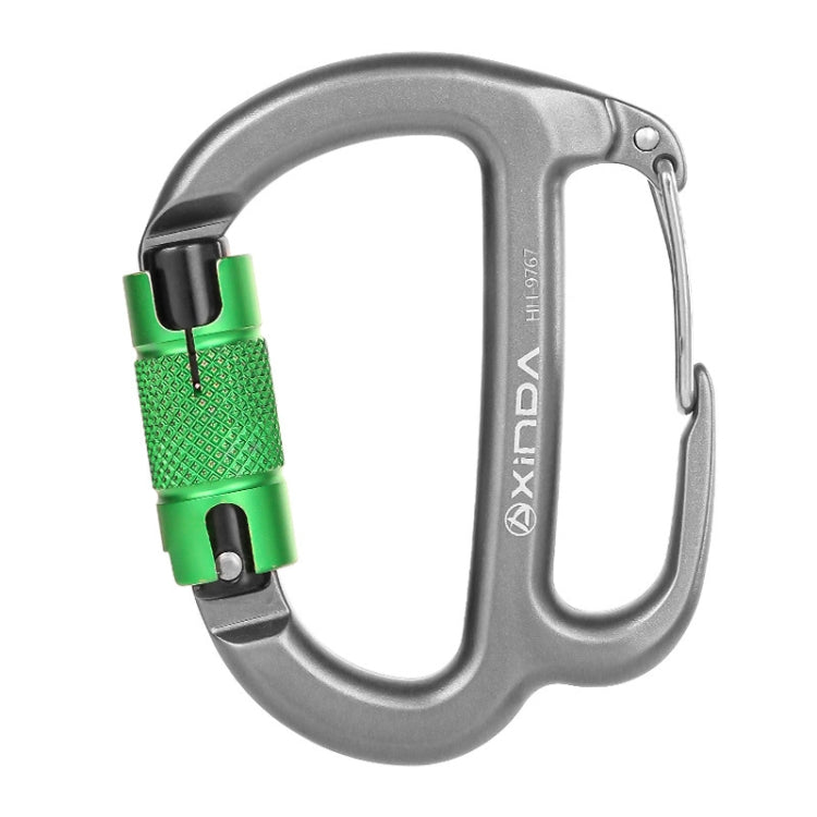XINDA HH-9767 H-type Climbing Rappelling Friction Lock Descenders Safety Buckle Lock - Gray+Green Nut