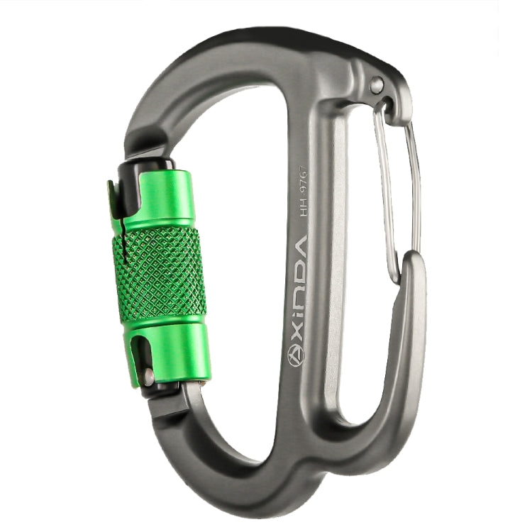 XINDA HH-9767 H-type Climbing Rappelling Friction Lock Descenders Safety Buckle Lock - Gray+Green Nut