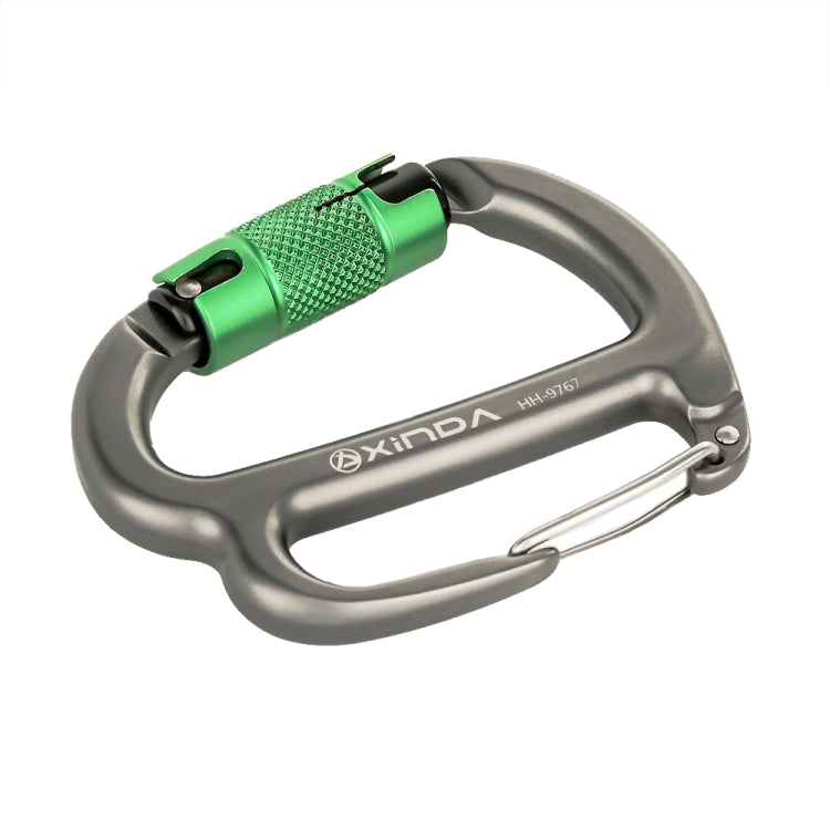 XINDA HH-9767 H-type Climbing Rappelling Friction Lock Descenders Safety Buckle Lock - Gray+Green Nut