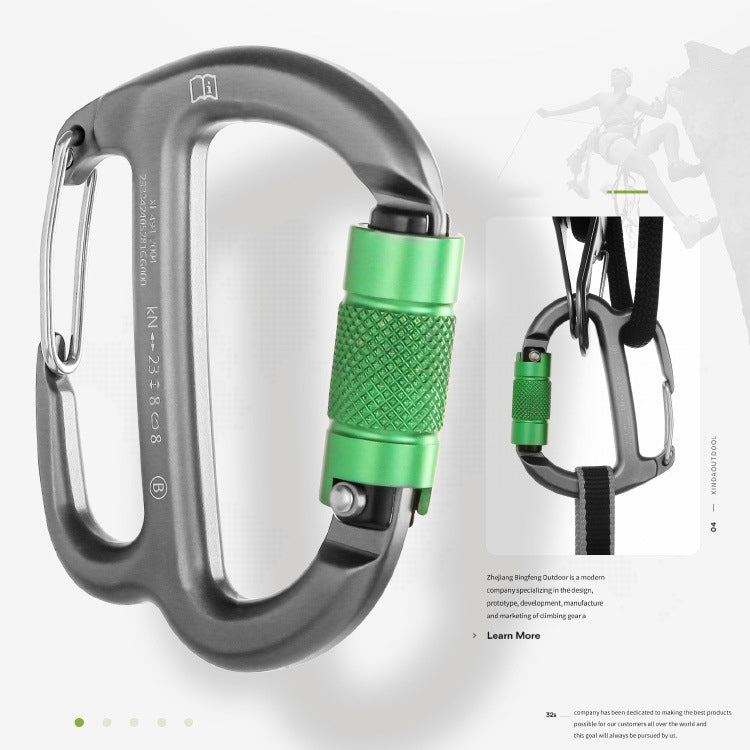 XINDA HH-9767 H-type Climbing Rappelling Friction Lock Descenders Safety Buckle Lock - Gray+Green Nut
