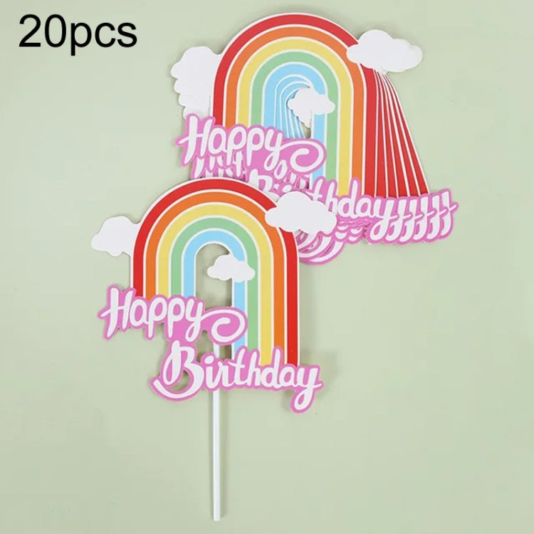 20pcs Birthday Party Cake Toppers Baking Cake Ornament Flags Dessert Decoration, Style: Rainbow 4