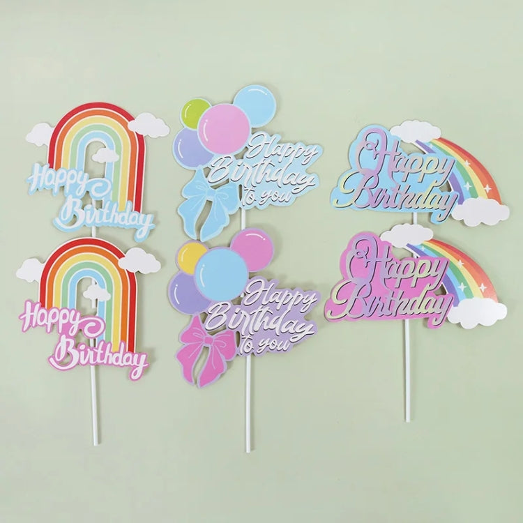 20pcs Birthday Party Cake Toppers Baking Cake Ornament Flags Dessert Decoration, Style: Rainbow 1