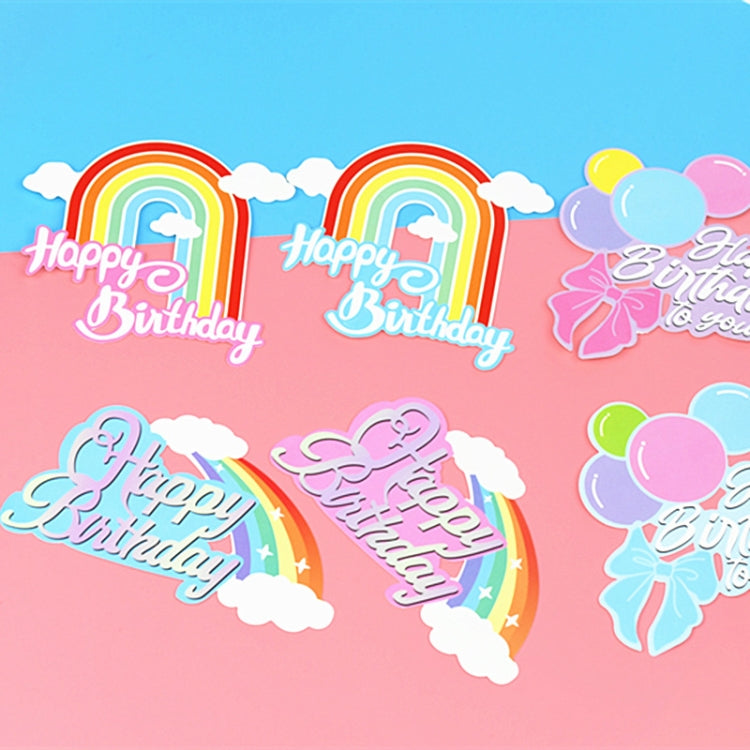 20pcs Birthday Party Cake Toppers Baking Cake Ornament Flags Dessert Decoration, Style: Rainbow 4