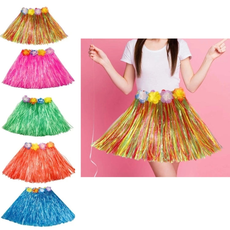 30cm Halloween Hula Show Costume Hawaii Party Decoration, Color: Grass Skirt+Garland Pink
