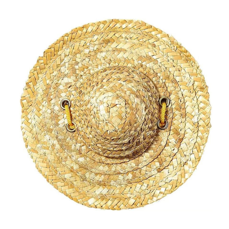Mini Pet Straw Hat Cat Dog Birthday Party Sun Visor Hat, Size: M 13cm