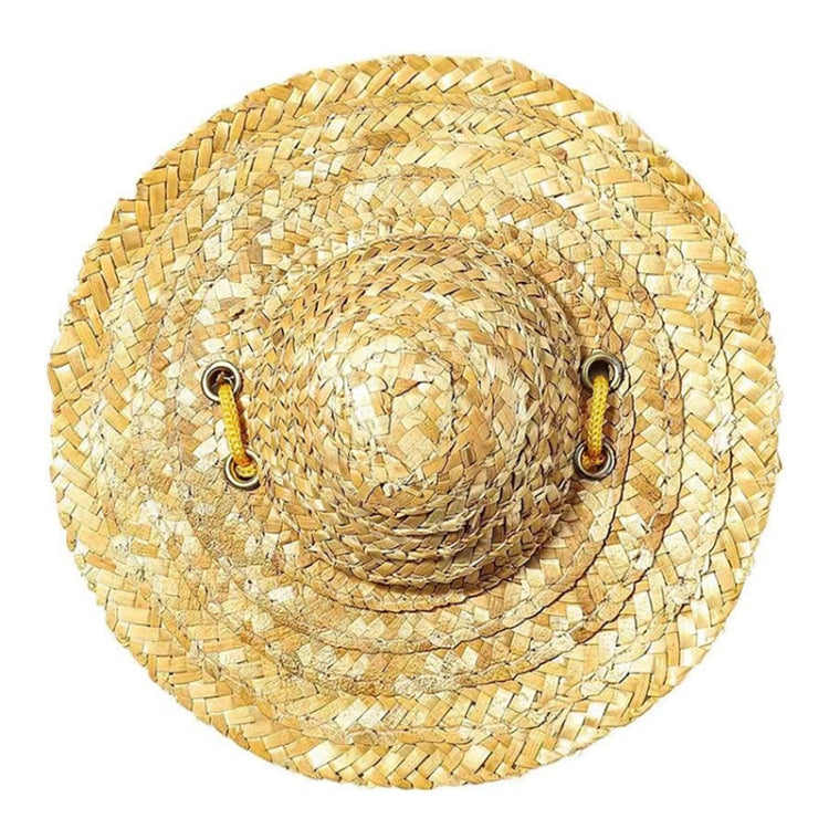Mini Pet Straw Hat Cat Dog Birthday Party Sun Visor Hat, Size: L 16cm