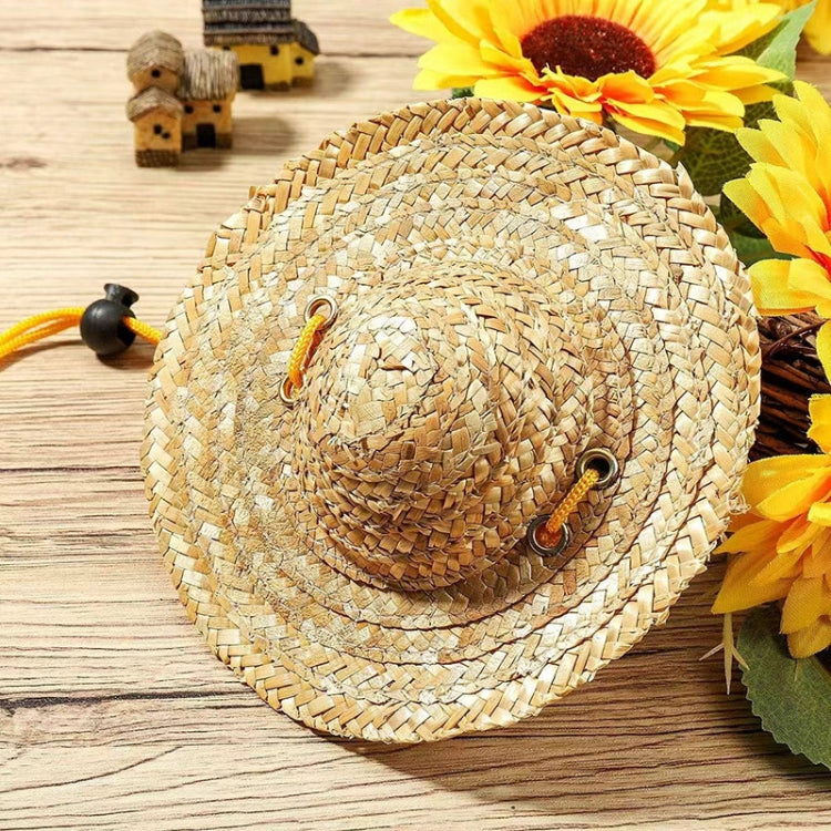 Mini Pet Straw Hat Cat Dog Birthday Party Sun Visor Hat, Size: M 13cm