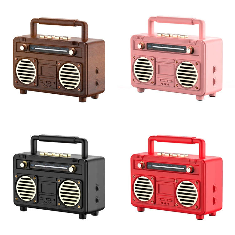 BT21 Retro USB Flash Drive FM Radio Wireless Bluetooth Speaker, Color: Pink