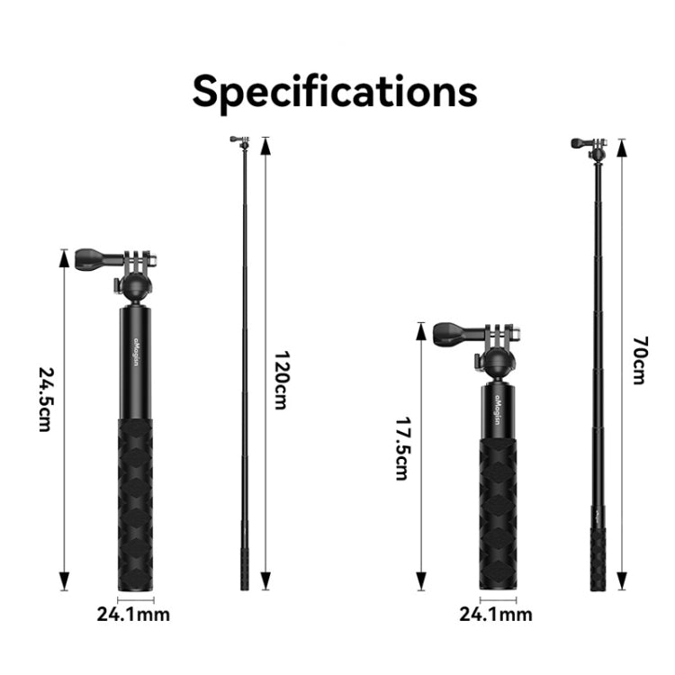 aMagisn 120cm 3-claw Ball Joint Selfie Stick Sports Camera Extension Rod for DJI / GoPro HERO / Insta360