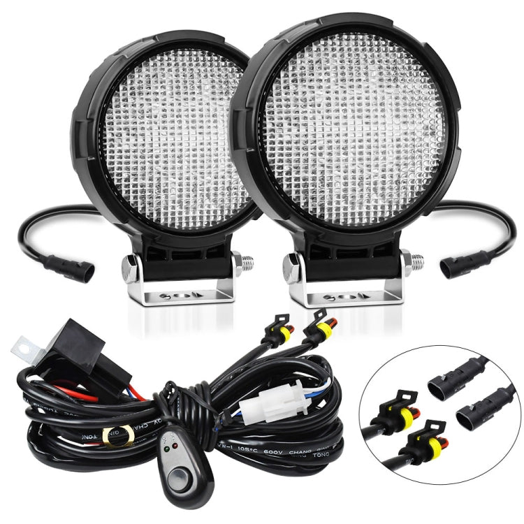 14W 9-30V Floodlight Mixed Luminous 4 Inch Round Work Light With Wire Set - X2