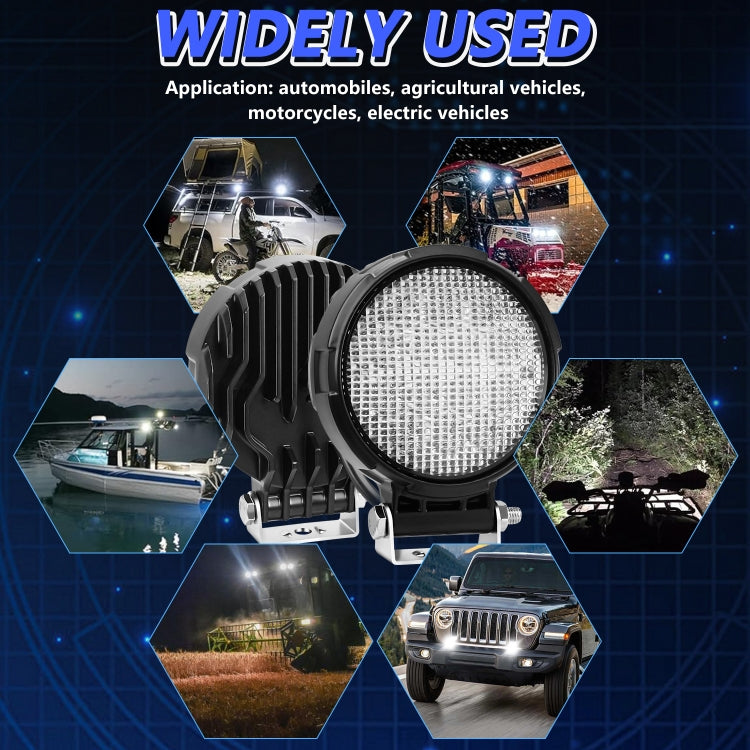 14W 9-30V Floodlight Mixed Luminous 4 Inch Round Work Light With Wire Set - X2