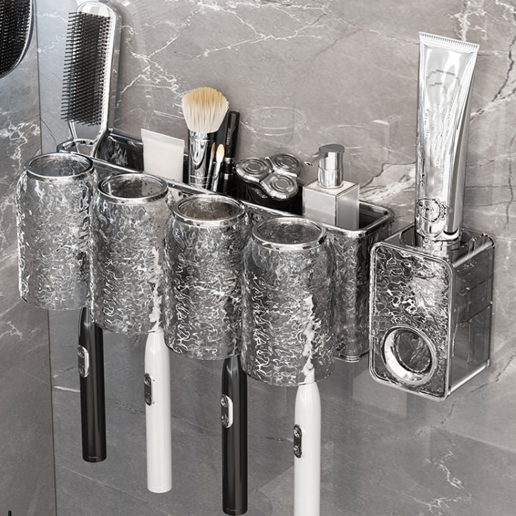 Bathroom Toothbrush Organizer Household Multifunctional Storage Rack, Style: Four Cups Transparent