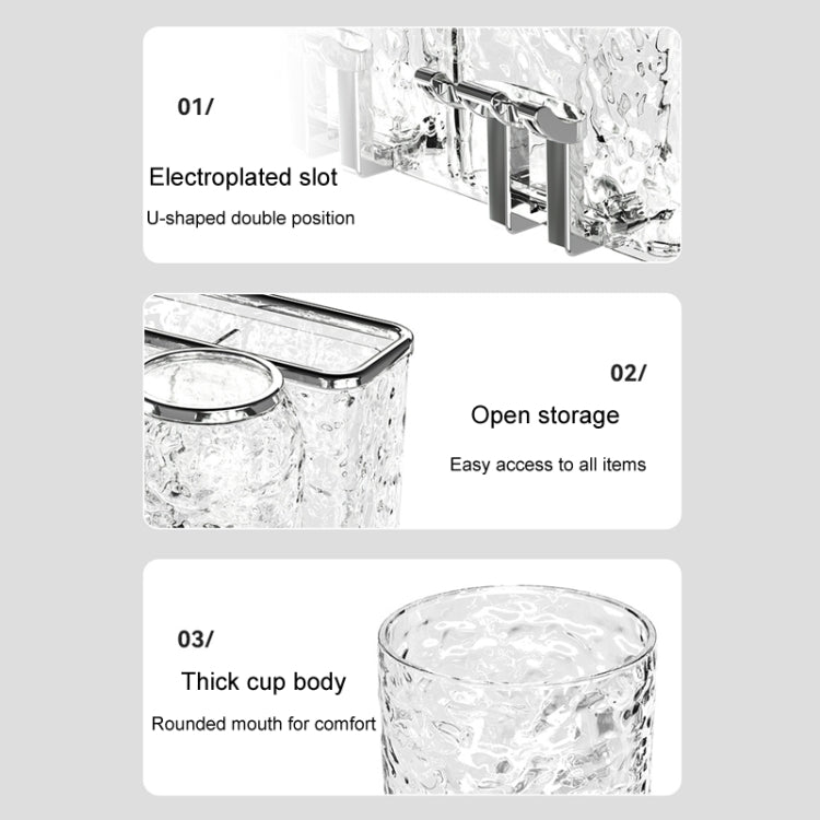 Bathroom Toothbrush Organizer Household Multifunctional Storage Rack, Style: Three Cups Transparent Gray