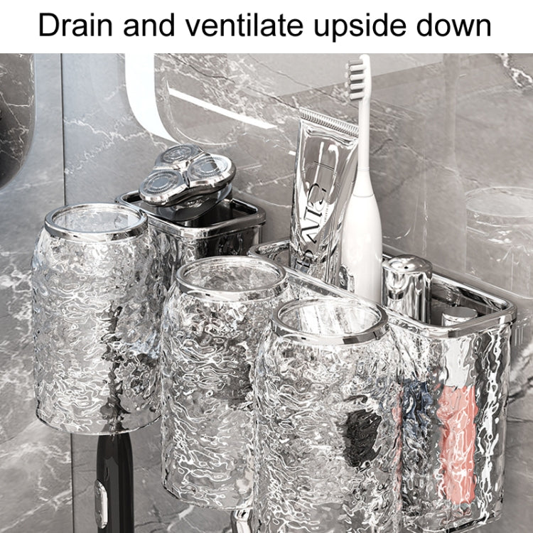 Bathroom Toothbrush Organizer Household Multifunctional Storage Rack, Style: Four Cups Transparent Gray