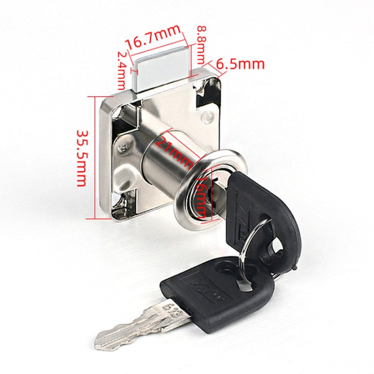 Drawer Lock Furniture Closet Door Office Filing Cabinet Lock, Model: 136-22 - Silver