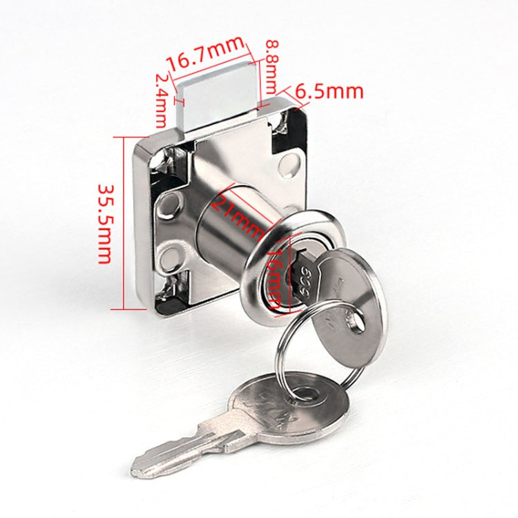 Drawer Lock Furniture Closet Door Office Filing Cabinet Lock, Model: 136-22 - Silver Iron Key