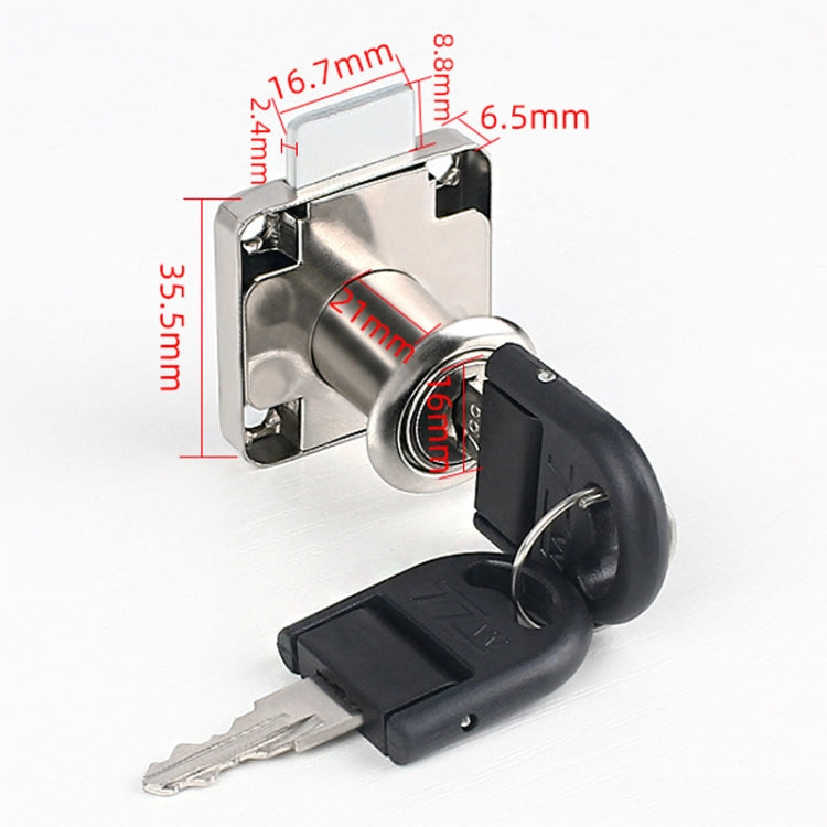 Drawer Lock Furniture Closet Door Office Filing Cabinet Lock, Model: 136-22 - Silver Folding Key