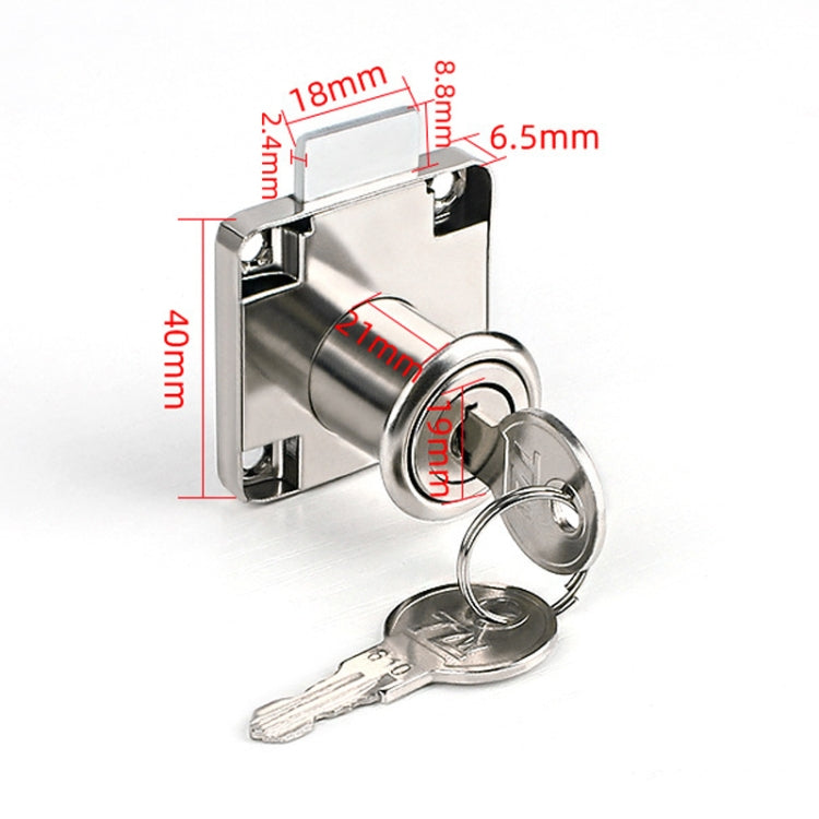 Drawer Lock Furniture Closet Door Office Filing Cabinet Lock, Model: 138-22 - Silver Iron Key