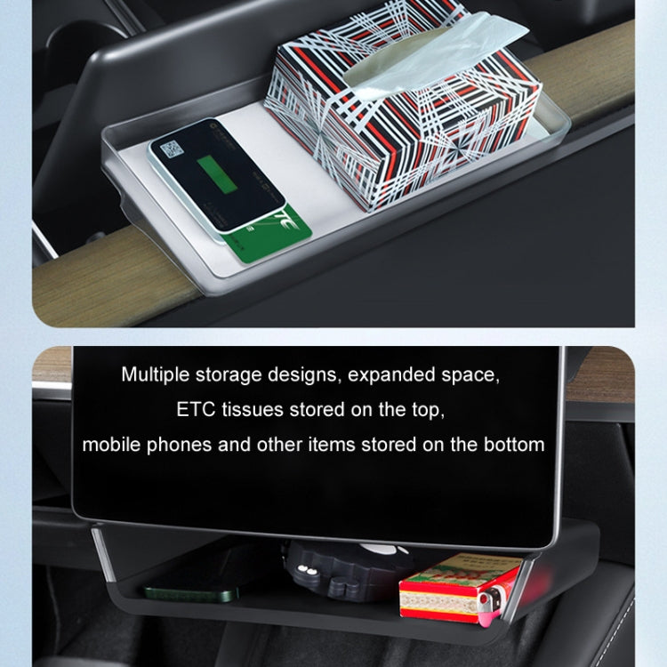 For 2024 Tesla Model 3 Screen Storage Box, Color: Translucent Black + Black