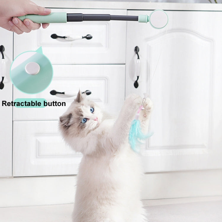 Fishing Pole Laser Cat Wand Stick Toy Three-stage Telescopic Infrared Interactive Toy with Replaceable Head