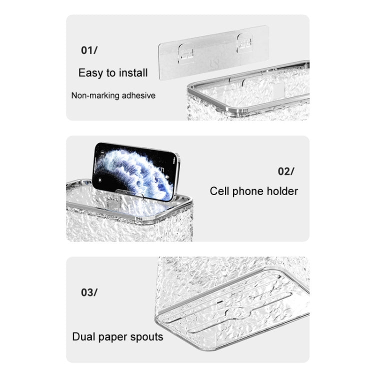 Bathroom No-Punch Tissue Organizer Household Wall Mounted Tissue Box, Color: Transparent Dual Layer