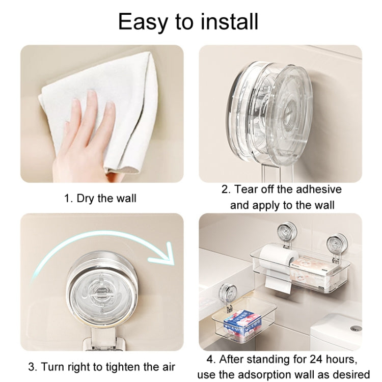 Bathroom No Punch Tissue Organizer Household Wall Mounted Suction Cup Tissue Box, Style: Large Transparent