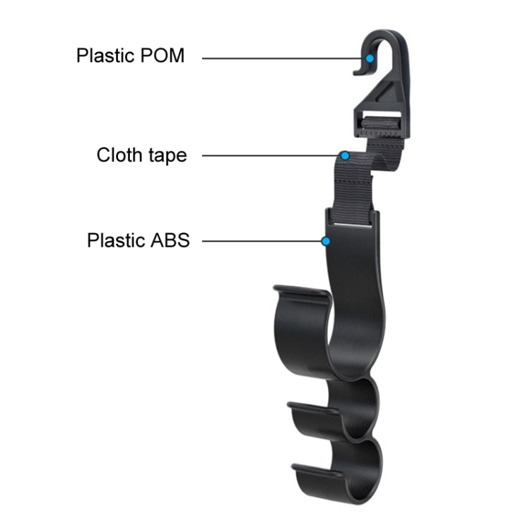 1pair Car Seat Back Umbrella Fixed Storage Hook, Style: Adjustable