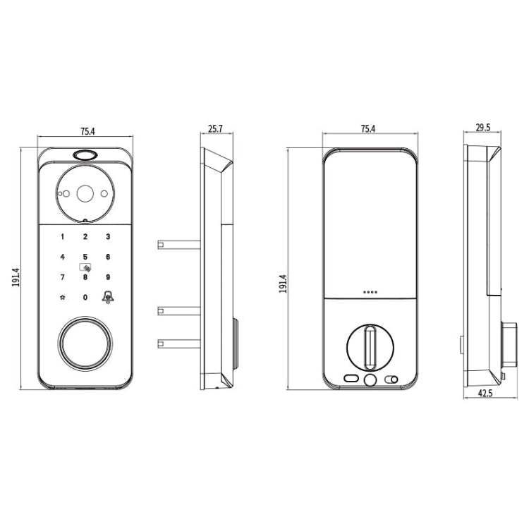 C95 Smart Fingerprint Deadbolt Lock Supports Bluetooth WiFi APP, 5 Ways To Unlock, With Camera Doorbell