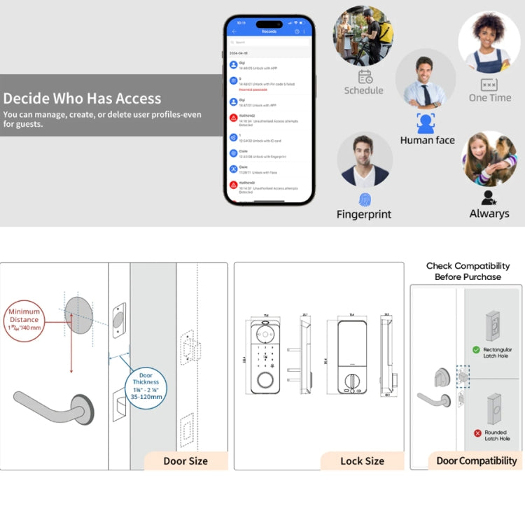 C95 Smart Fingerprint Deadbolt Lock Supports Bluetooth WiFi APP, 5 Ways To Unlock, With Camera Doorbell