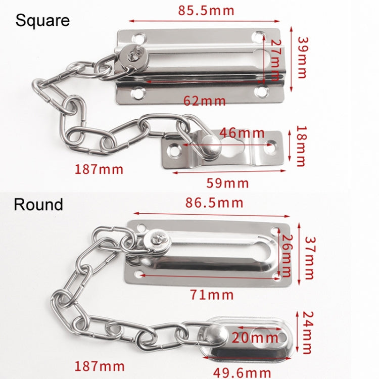 Security Door Chain Anti-theft Home Door Bolt Latch Window Chain Lock, Style: Square Black