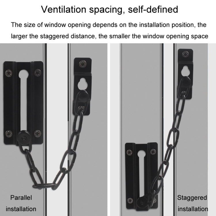 Security Door Chain Anti-theft Home Door Bolt Latch Window Chain Lock, Style: Square Red Bronze