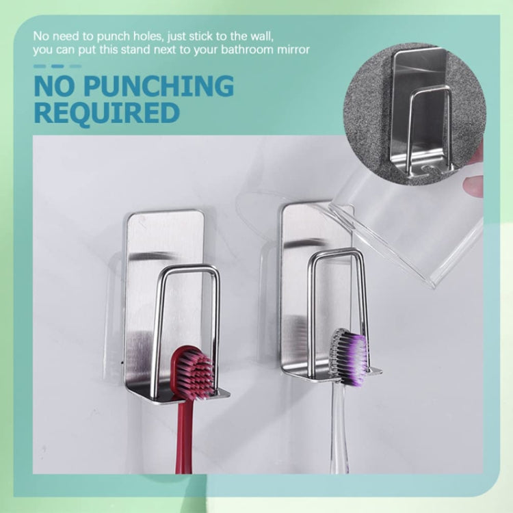 2pcs Household Stainless Steel Sponge Holder Bathroom No-Punch Toothbrush Organizer, Color: Black